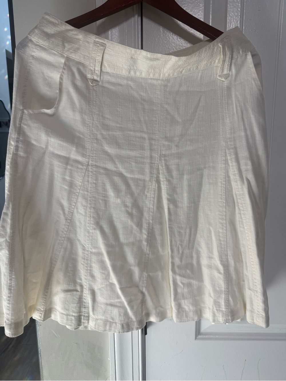 DKNY Jeans Ivory Linen A-Line Flared Skirt Size 10